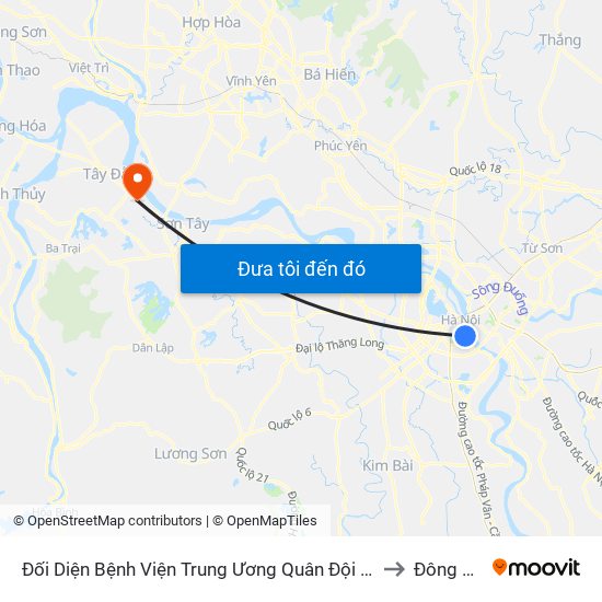 Đối Diện Bệnh Viện Trung Ương Quân Đội 108 - Trần Hưng Đạo to Đông Quang map