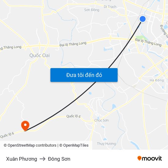 Xuân Phương to Đông Sơn map