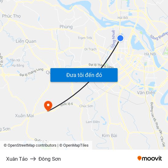 Xuân Tảo to Đông Sơn map