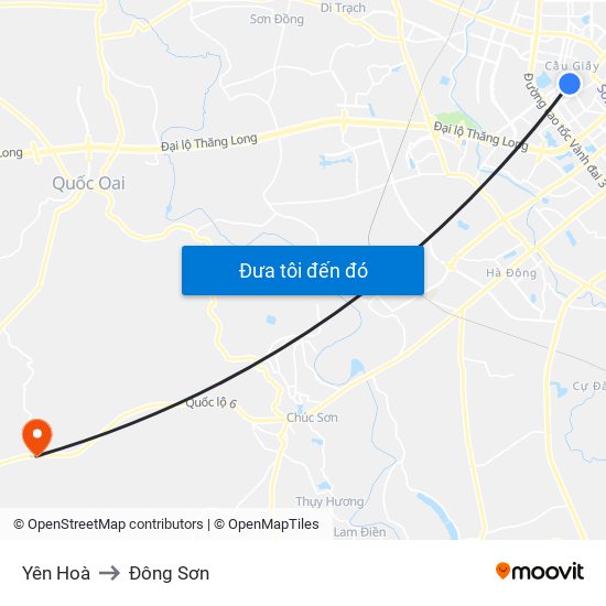 Yên Hoà to Đông Sơn map