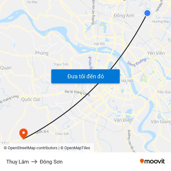Thuỵ Lâm to Đông Sơn map