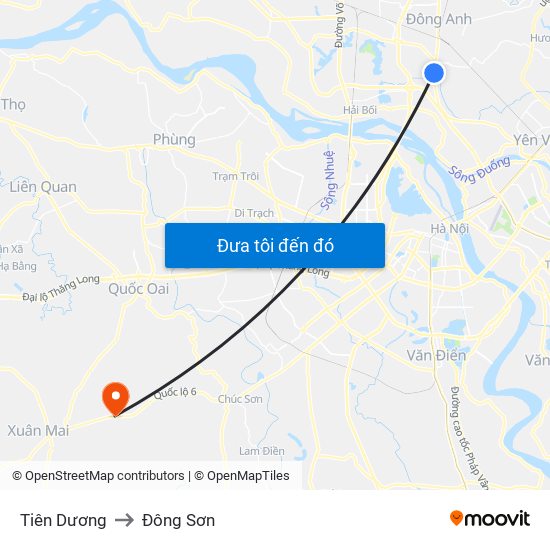 Tiên Dương to Đông Sơn map