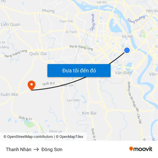 Thanh Nhàn to Đông Sơn map