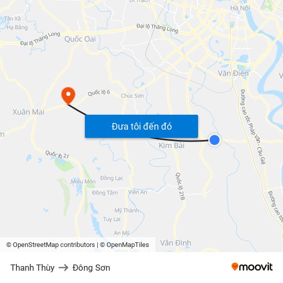 Thanh Thùy to Đông Sơn map