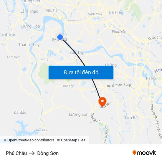 Phú Châu to Đông Sơn map