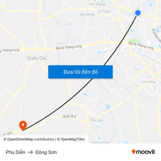 Phú Diễn to Đông Sơn map