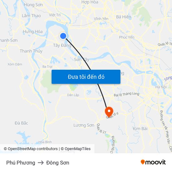 Phú Phương to Đông Sơn map