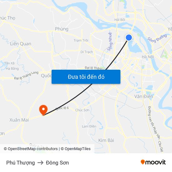 Phú Thượng to Đông Sơn map