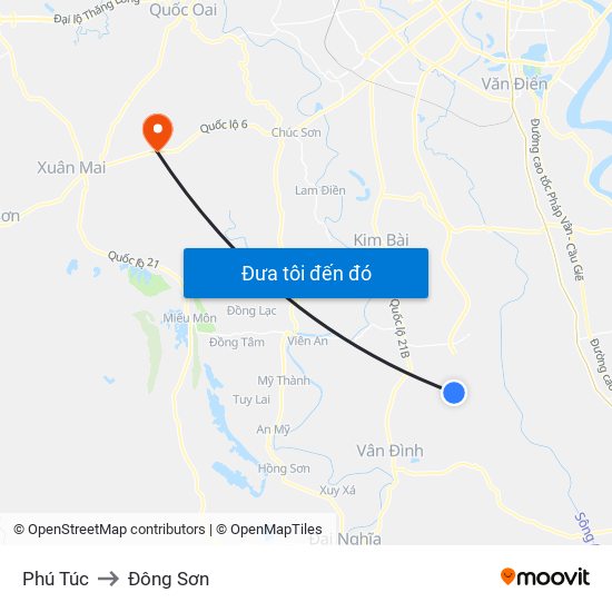 Phú Túc to Đông Sơn map