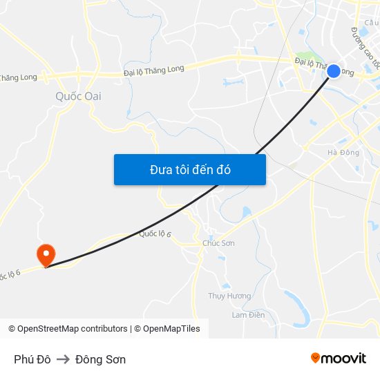 Phú Đô to Đông Sơn map