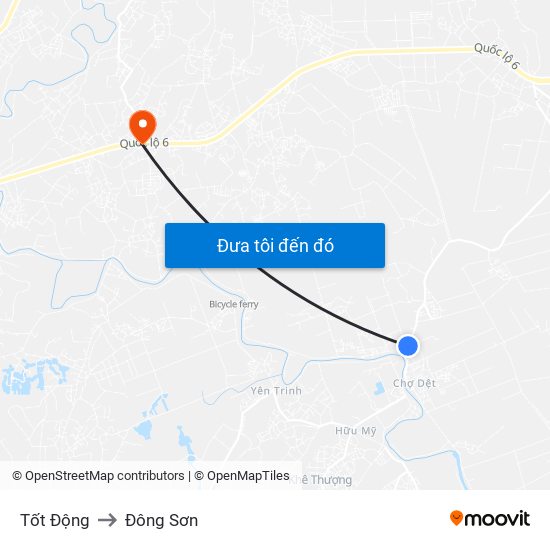 Tốt Động to Đông Sơn map