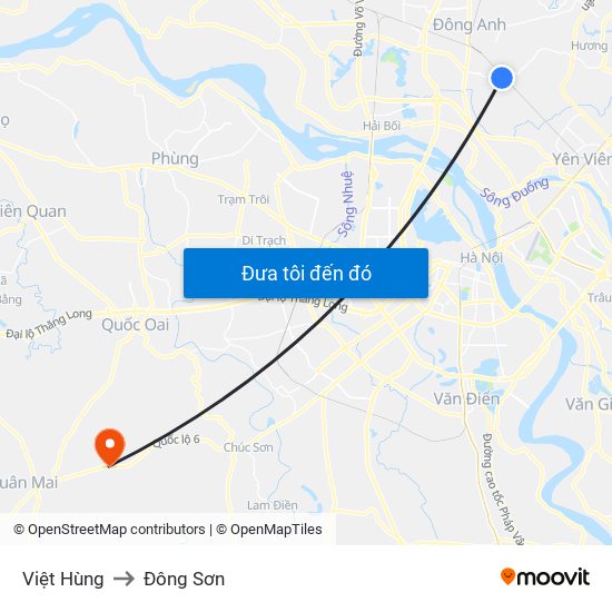 Việt Hùng to Đông Sơn map