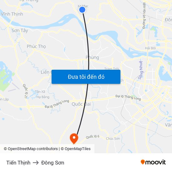 Tiến Thịnh to Đông Sơn map