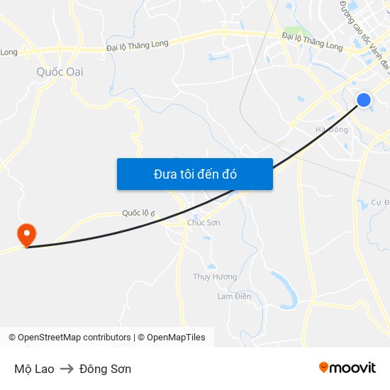 Mộ Lao to Đông Sơn map