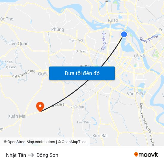 Nhật Tân to Đông Sơn map