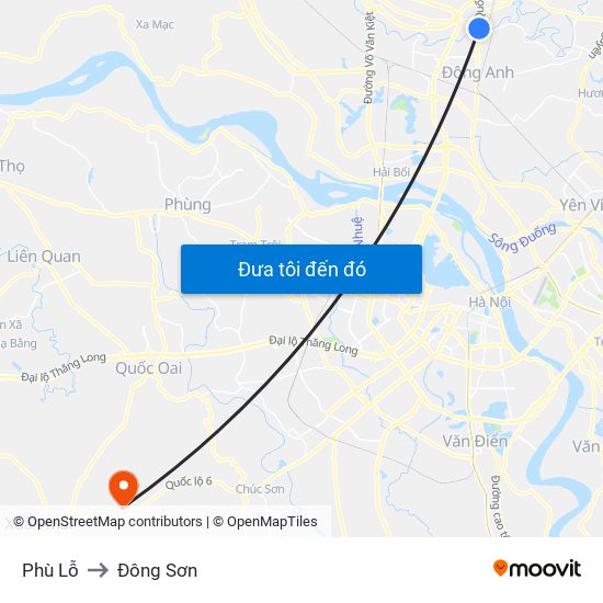 Phù Lỗ to Đông Sơn map