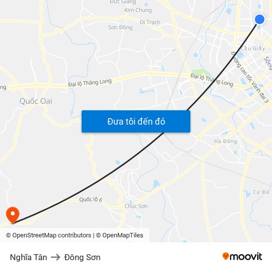 Nghĩa Tân to Đông Sơn map