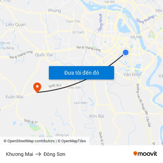 Khương Mai to Đông Sơn map