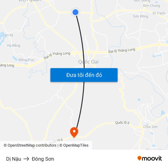 Dị Nậu to Đông Sơn map