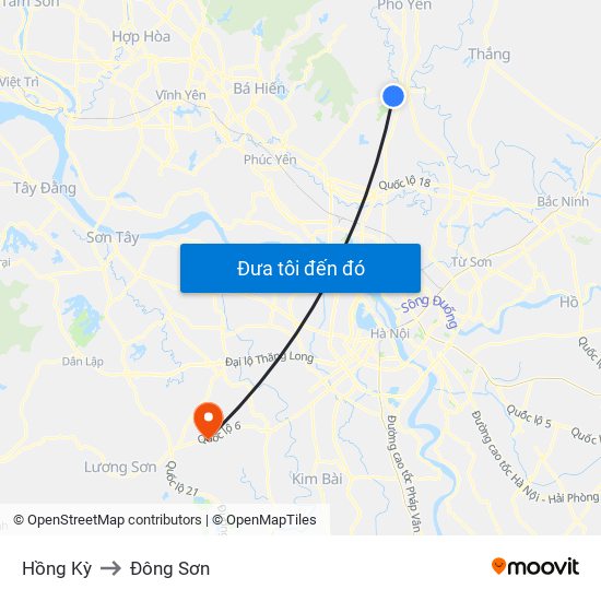 Hồng Kỳ to Đông Sơn map