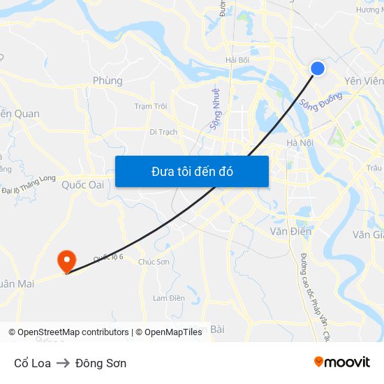 Cổ Loa to Đông Sơn map