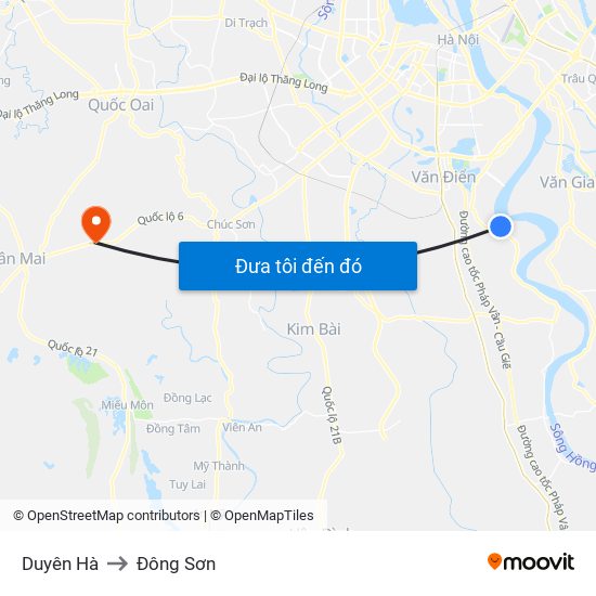 Duyên Hà to Đông Sơn map