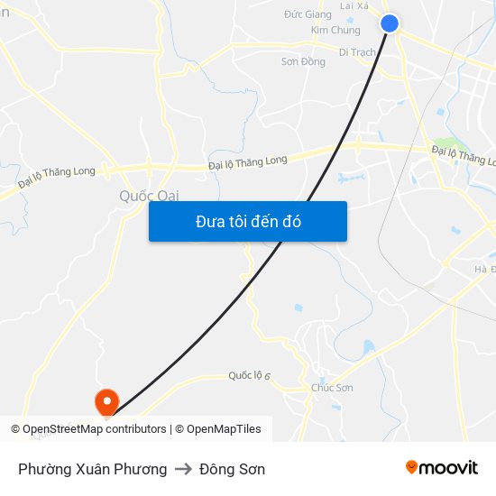 Phường Xuân Phương to Đông Sơn map