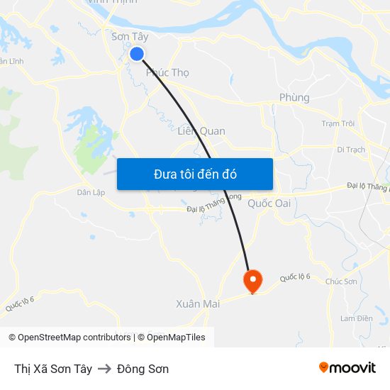 Thị Xã Sơn Tây to Đông Sơn map