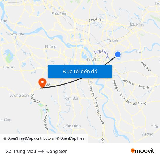 Xã Trung Mầu to Đông Sơn map