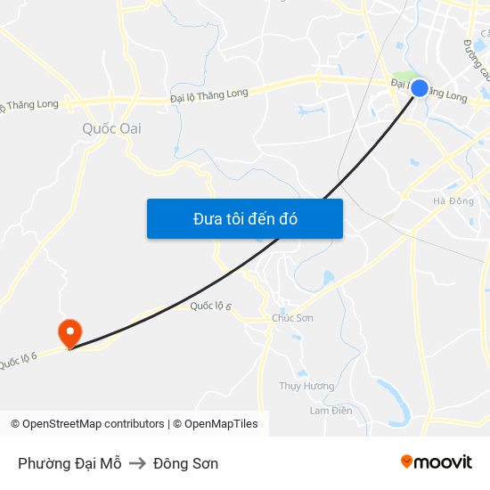 Phường Đại Mỗ to Đông Sơn map