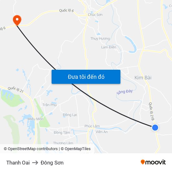 Thanh Oai to Đông Sơn map