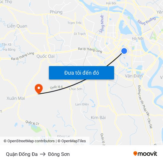 Quận Đống Đa to Đông Sơn map