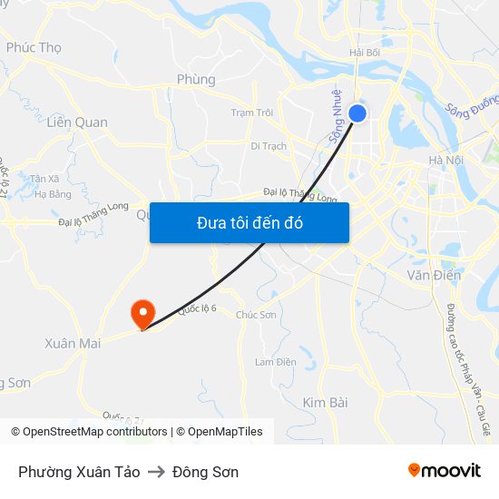 Phường Xuân Tảo to Đông Sơn map