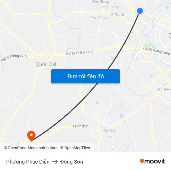 Phường Phúc Diễn to Đông Sơn map