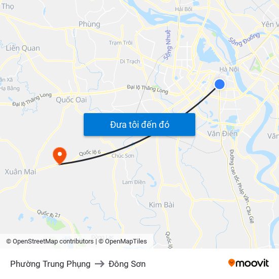 Phường Trung Phụng to Đông Sơn map