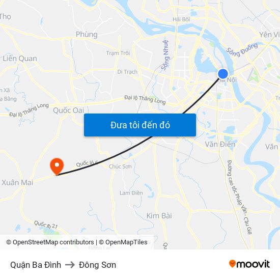 Quận Ba Đình to Đông Sơn map