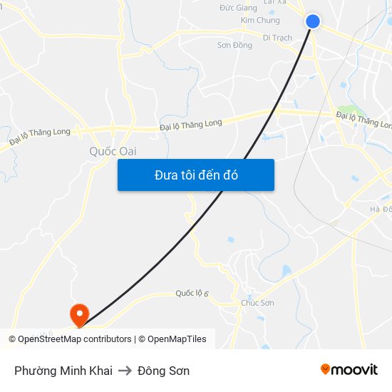 Phường Minh Khai to Đông Sơn map