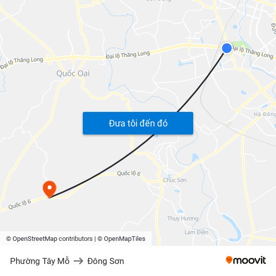 Phường Tây Mỗ to Đông Sơn map