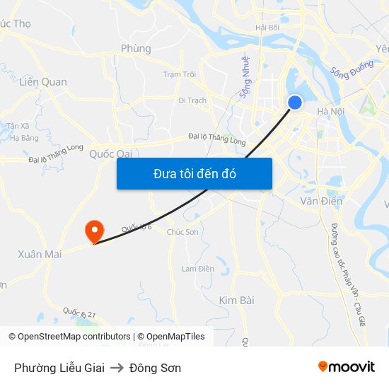 Phường Liễu Giai to Đông Sơn map