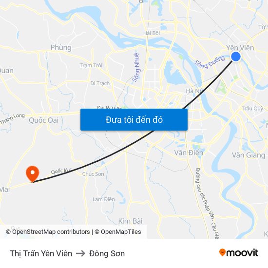 Thị Trấn Yên Viên to Đông Sơn map