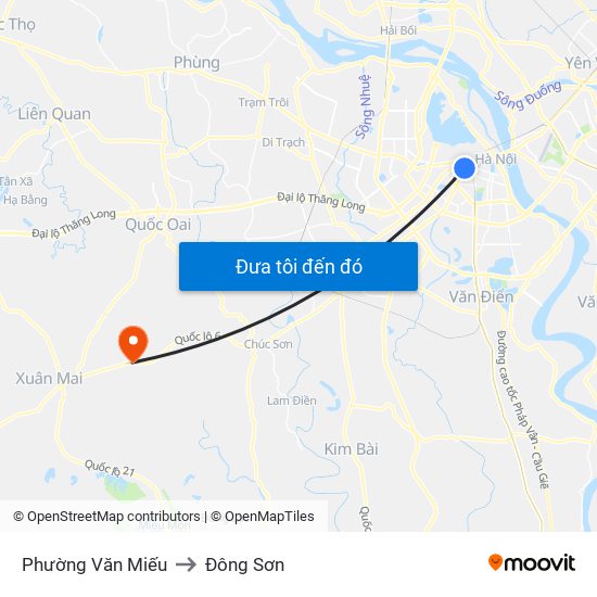 Phường Văn Miếu to Đông Sơn map