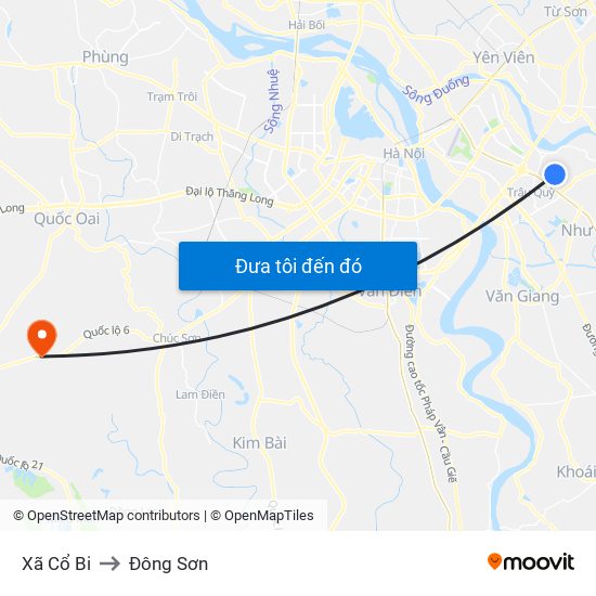 Xã Cổ Bi to Đông Sơn map