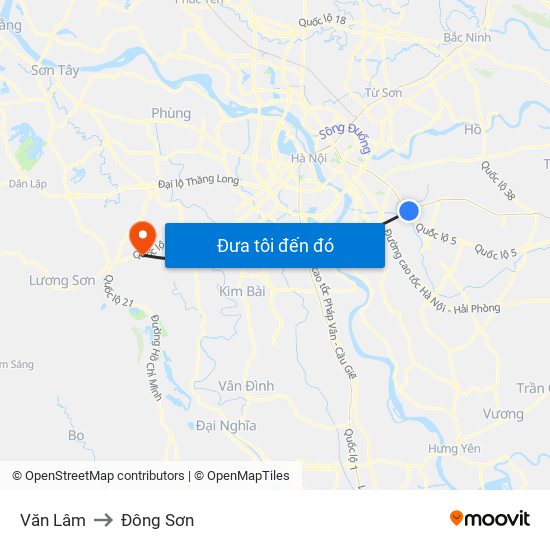 Văn Lâm to Đông Sơn map