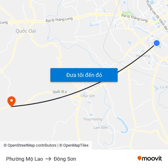 Phường Mộ Lao to Đông Sơn map