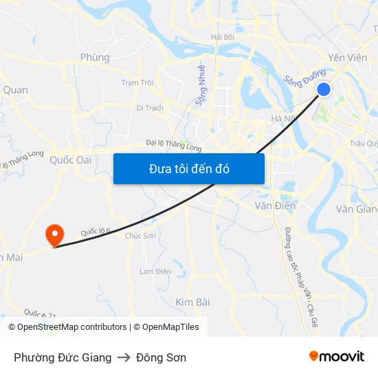 Phường Đức Giang to Đông Sơn map
