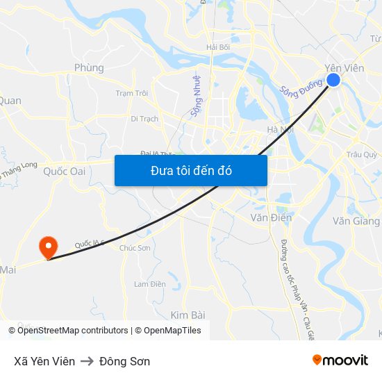 Xã Yên Viên to Đông Sơn map