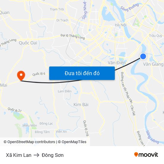 Xã Kim Lan to Đông Sơn map