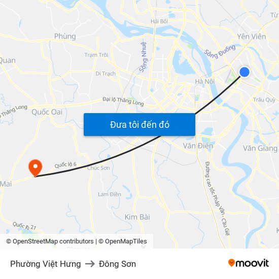 Phường Việt Hưng to Đông Sơn map