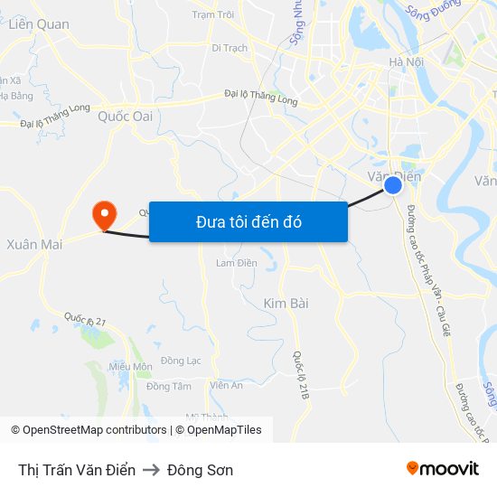 Thị Trấn Văn Điển to Đông Sơn map