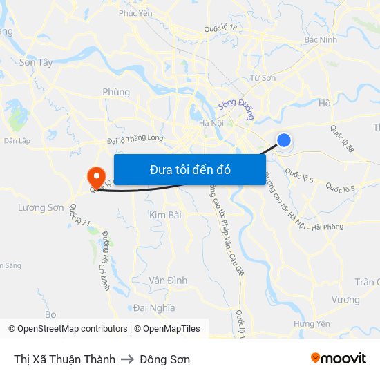 Thị Xã Thuận Thành to Đông Sơn map